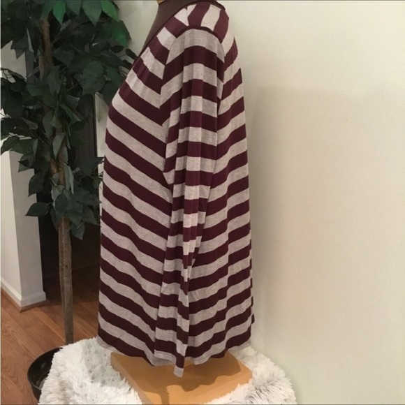 Rue 21+ long sleeve tee Woman’s 2X plus stripes gray maroon lightweight … - Picture 3 of 7